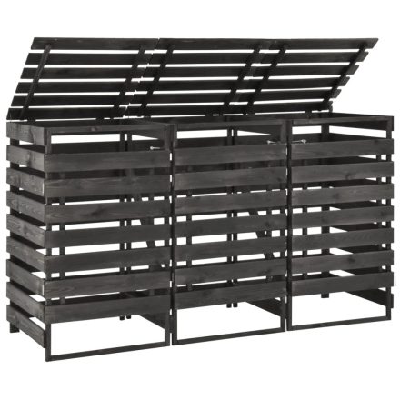vidaXL festett tömör fenyőfa tripla kerekeskuka-tároló 210x75x121 cm