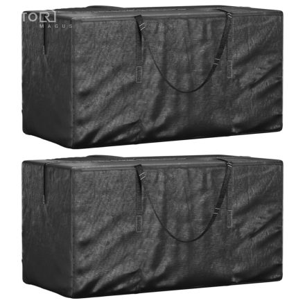 vidaXL 2 db fekete polietilén kerti párnatároló zsák 150 x 75 x 75 cm
