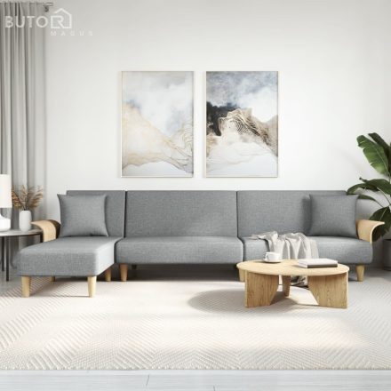 vidaXL világosszürke L-alakú szövet kanapéágy 279x140x70 cm
