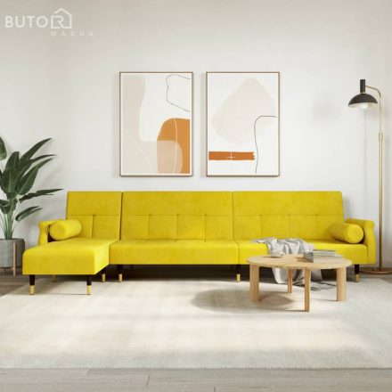 vidaXL sárga L-alakú bársony kanapéágy 271x140x70 cm