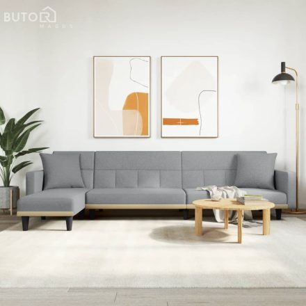 vidaXL világosszürke L-alakú szövet kanapéágy 275x140x70 cm