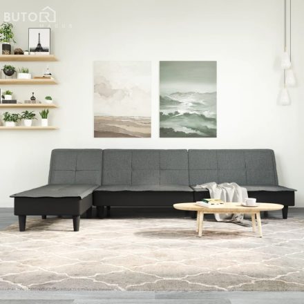 vidaXL sötétszürke L-alakú szövet kanapéágy 255x140x70 cm