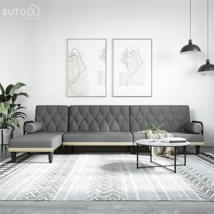 vidaXL sötétszürke L-alakú bársony kanapéágy 260x140x70 cm