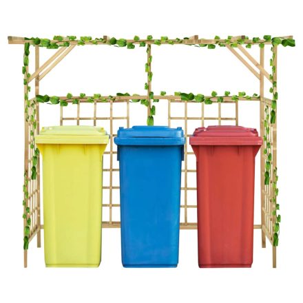 vidaXL impregnált fenyőfa kerti pergola 3 szemeteskukához