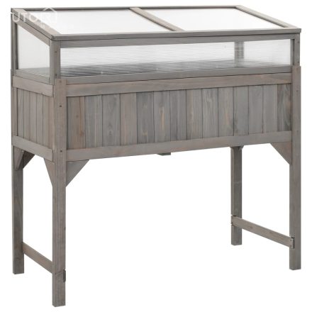 vidaXL tömör fenyőfa magaságyás melegházzal 110 x 54 x 120 cm
