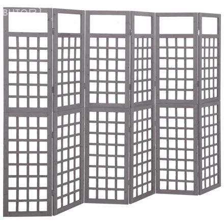 vidaXL 6 paneles szürke fenyőfa térelválasztó/lugasrács 242,5 x 180 cm