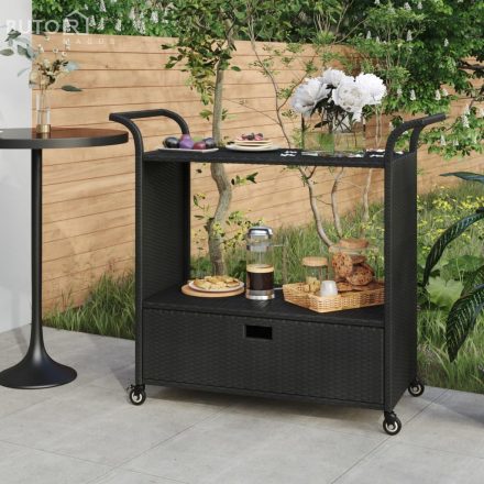 vidaXL fekete polyrattan bárkocsi fiókkal 100 x 45 x 97 cm