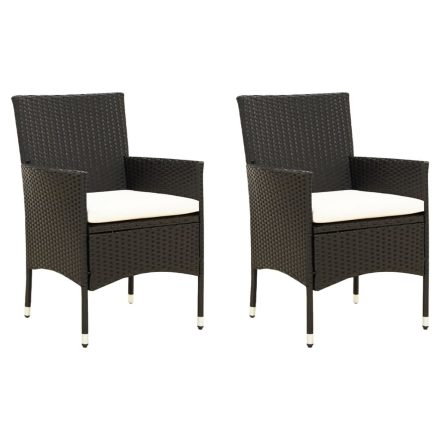 vidaXL 2 db fekete polyrattan kerti szék párnával