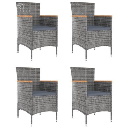 vidaXL 4 db szürke kerti polyrattan étkezőszék