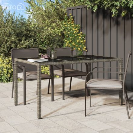 vidaXL szürke polyrattan és edzett üveg kerti asztal 150 x 90 x 75 cm