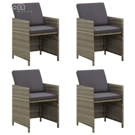 vidaXL 4 db szürke polyrattan kerti szék párnával