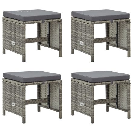 vidaXL 4 db szürke polyrattan kerti ülőke párnákkal