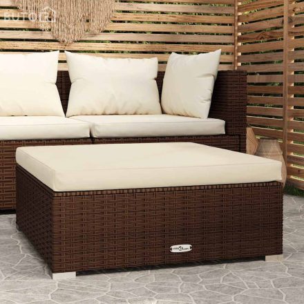vidaXL barna polyrattan kerti lábtartó párnával 70 x 70 x 30 cm