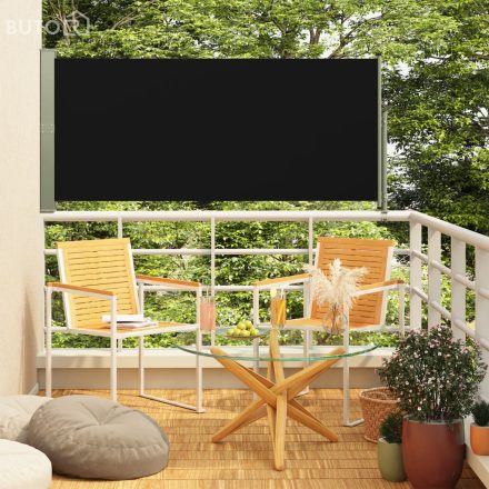 vidaXL fekete kihúzható oldalsó terasznapellenző 140 x 300 cm
