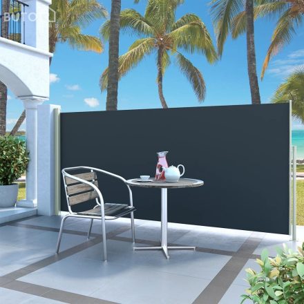 vidaXL fekete kihúzható oldalsó terasznapellenző 140 x 300 cm