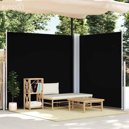 vidaXL fekete behúzható oldalsó napellenző 200 x 600 cm