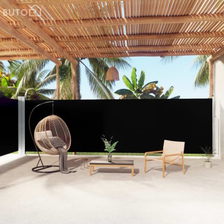 vidaXL fekete behúzható oldalsó napellenző 180 x 1000 cm