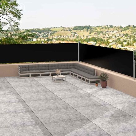 vidaXL fekete behúzható oldalsó napellenző 117 x 1200 cm