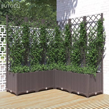 vidaXL barna polipropilén rácsos kerti ültetőláda 120 x 120 x 136 cm