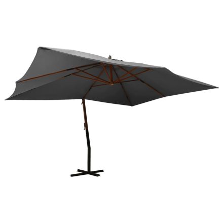 vidaXL antracitszürke konzolos napernyő fa rúddal 400 x 300 cm 