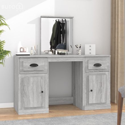 vidaXL szürke sonoma színű fésülködőasztal tükörrel 130x50x132,5 cm