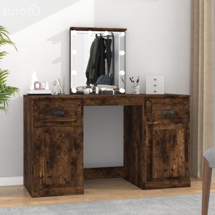 vidaXL füstös tölgy színű fésülködőasztal LED-del 130 x 50 x 132,5 cm