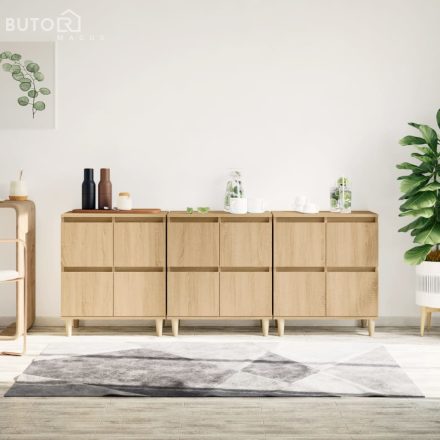 vidaXL 3 db sonoma tölgy színű szerelt fa tálalóasztal 60 x 35 x 70 cm