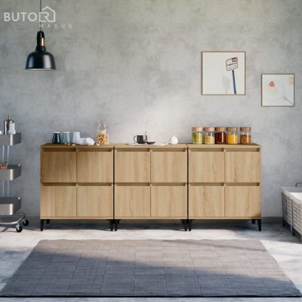 vidaXL 3 db sonoma tölgy színű szerelt fa tálalóasztal 60 x 35 x 70 cm