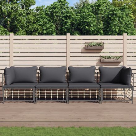 vidaXL 4 részes antracitszürke polyrattan kerti ülőgarnitúra párnákkal