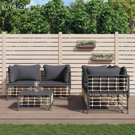 vidaXL 5 részes antracitszürke polyrattan kerti ülőgarnitúra párnákkal