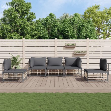 vidaXL 5 részes antracitszürke polyrattan kerti ülőgarnitúra párnákkal