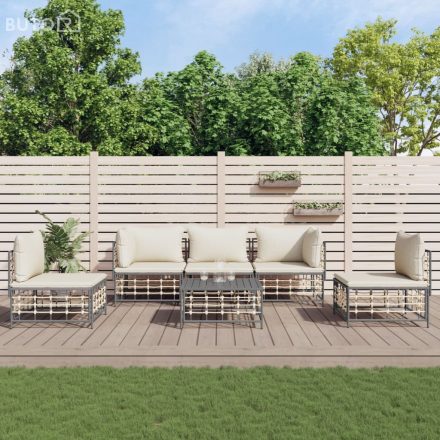 vidaXL 6 részes antracitszürke polyrattan kerti ülőgarnitúra párnákkal