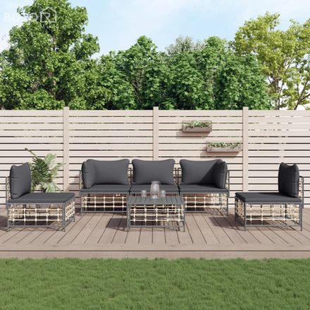 vidaXL 6 részes antracitszürke polyrattan kerti ülőgarnitúra párnákkal