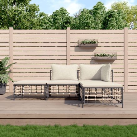 vidaXL 4 részes antracitszürke polyrattan kerti ülőgarnitúra párnákkal