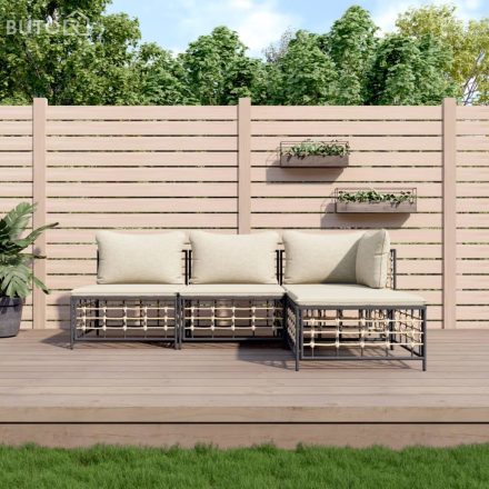 vidaXL 4 részes antracitszürke polyrattan kerti ülőgarnitúra párnákkal