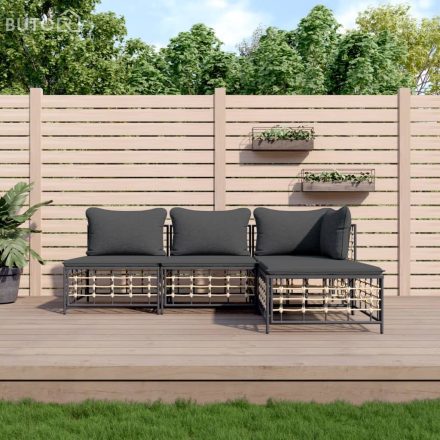vidaXL 4 részes antracitszürke polyrattan kerti ülőgarnitúra párnákkal