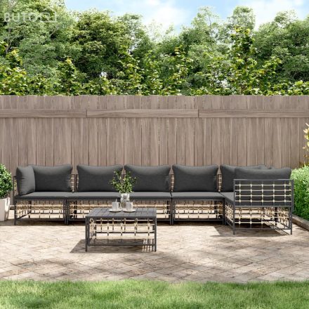 vidaXL 7 részes antracitszürke polyrattan kerti ülőgarnitúra párnákkal