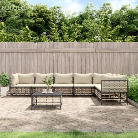 vidaXL 8 részes antracitszürke polyrattan kerti ülőgarnitúra párnákkal