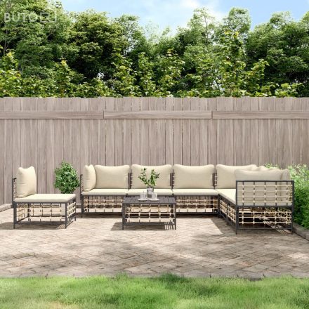vidaXL 8 részes antracitszürke polyrattan kerti ülőgarnitúra párnákkal