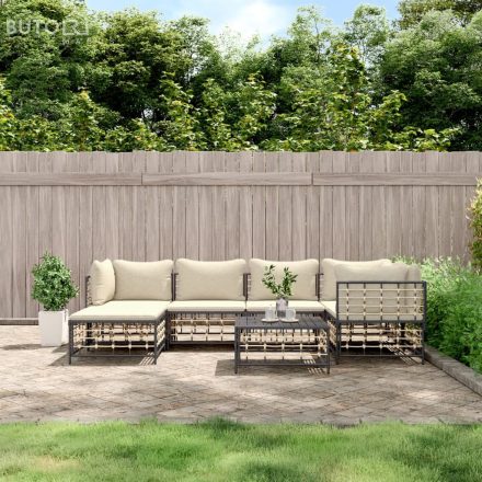 vidaXL 7 részes antracitszürke polyrattan kerti ülőgarnitúra párnákkal
