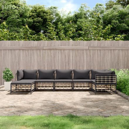vidaXL 7 részes antracitszürke polyrattan kerti ülőgarnitúra párnákkal