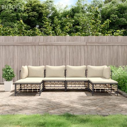 vidaXL 6 részes antracitszürke polyrattan kerti ülőgarnitúra párnákkal