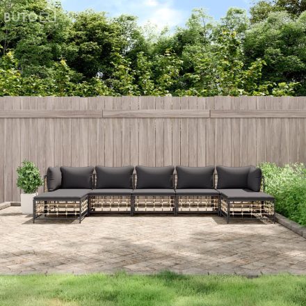 vidaXL 7 részes antracitszürke polyrattan kerti ülőgarnitúra párnákkal