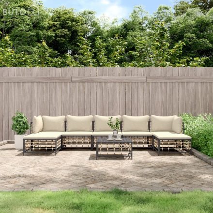 vidaXL 8 részes antracitszürke polyrattan kerti ülőgarnitúra párnákkal
