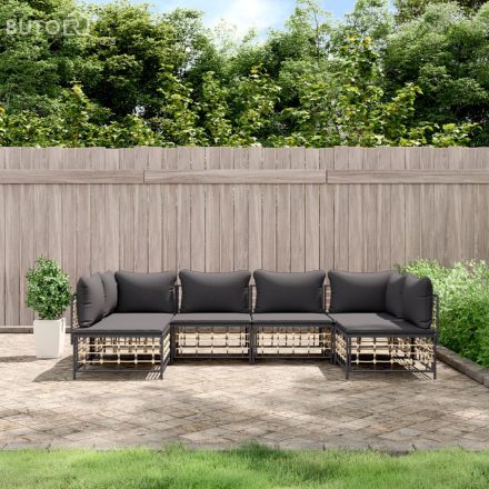 vidaXL 6 részes antracitszürke polyrattan kerti ülőgarnitúra párnákkal