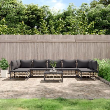 vidaXL 8 részes antracitszürke polyrattan kerti ülőgarnitúra párnákkal