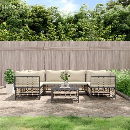 vidaXL 7 részes antracitszürke polyrattan kerti ülőgarnitúra párnákkal