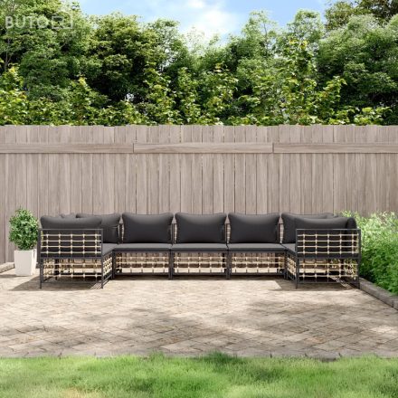 vidaXL 7 részes antracitszürke polyrattan kerti ülőgarnitúra párnákkal