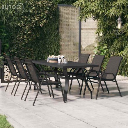 vidaXL fekete acél és üveg kerti asztal 180 x 80 x 70 cm