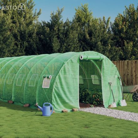 vidaXL zöld acélvázas melegház 48 m² 16 x 3 x 2 m